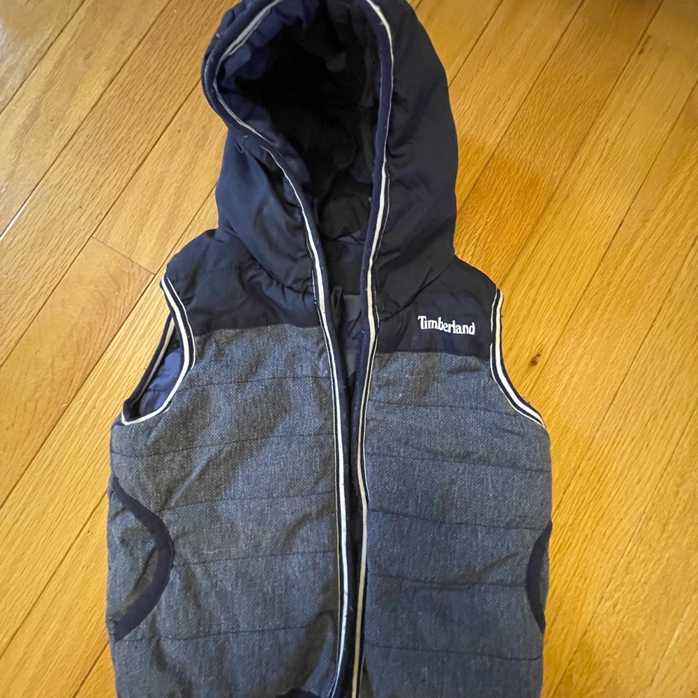 Timberland Blue and Gray Hooded Vest